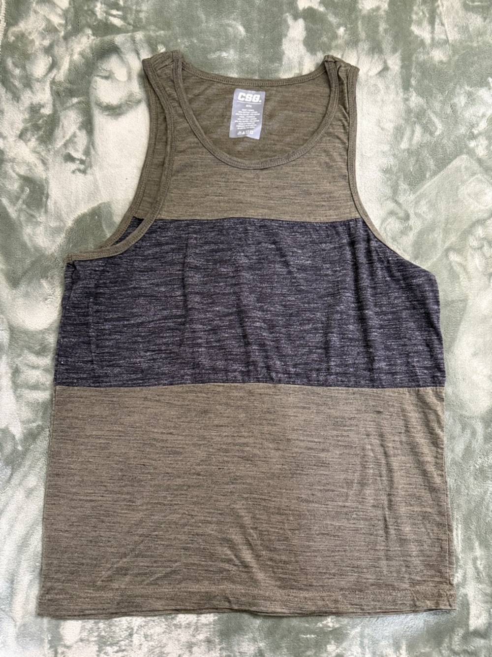CSG Men's Olive and Charcoal Blocked Tank Top